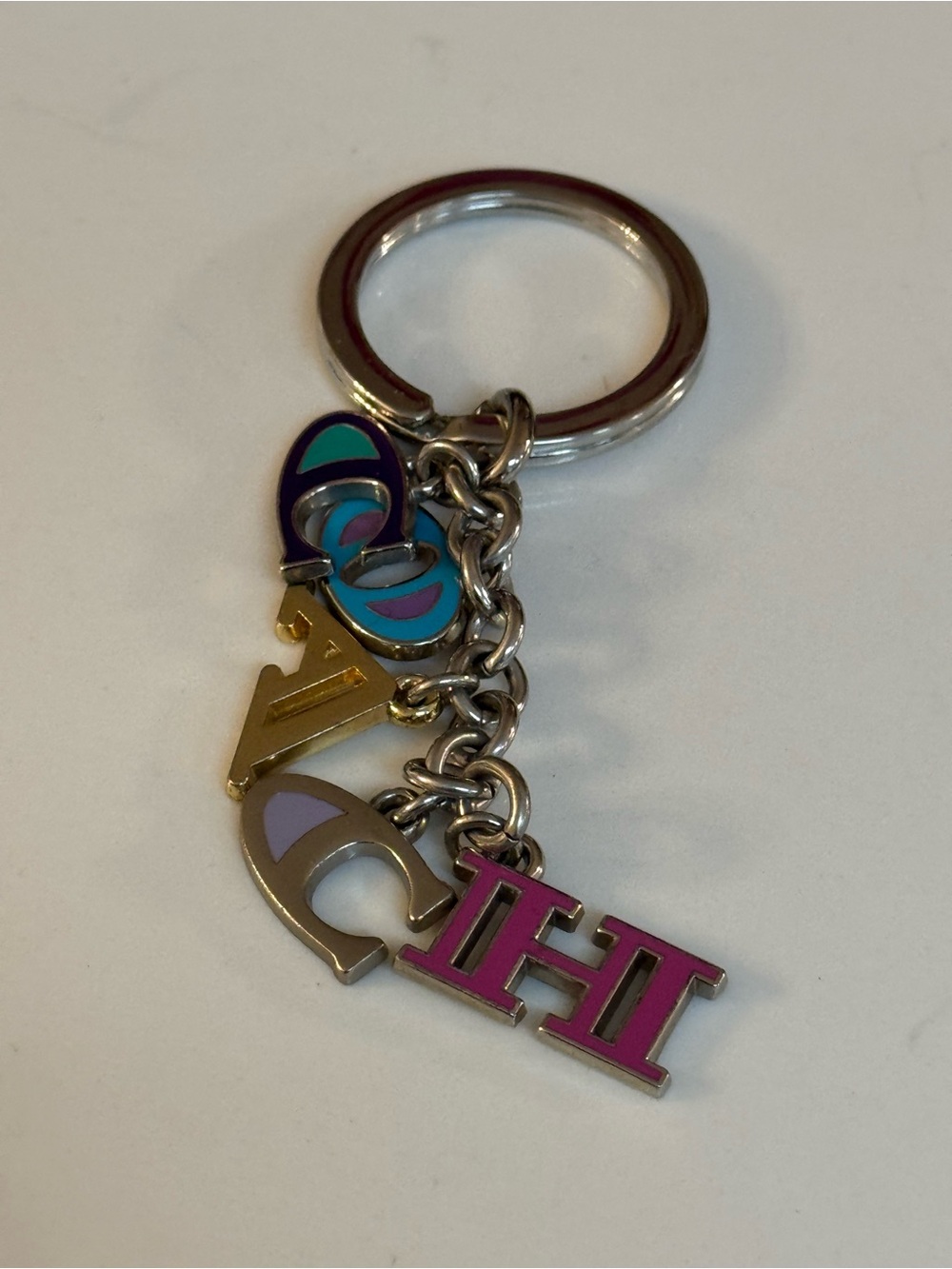 🩶🩷 COACH KEYCHAIN FOB MULTI-CHARM CASCADING LETTERS🩶💜🩷💛 - Picture 2 of 3